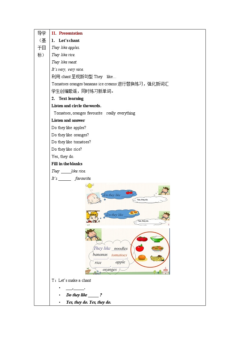 外研版(一起)小学英语 二年级上册 Module 3 Unit 2 Do they like apples? 教案(2课时)第2页