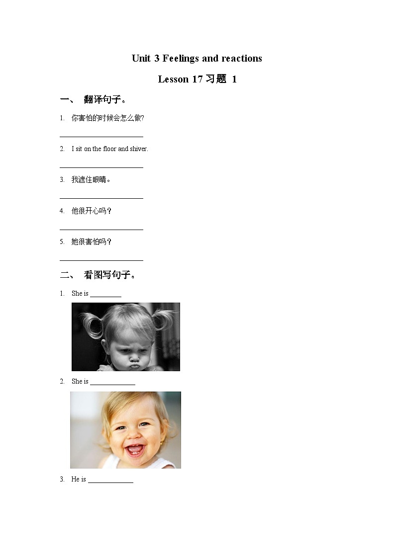 Unit 3  Feelings and reactions  Lesson 17 (word,无答案)第1页