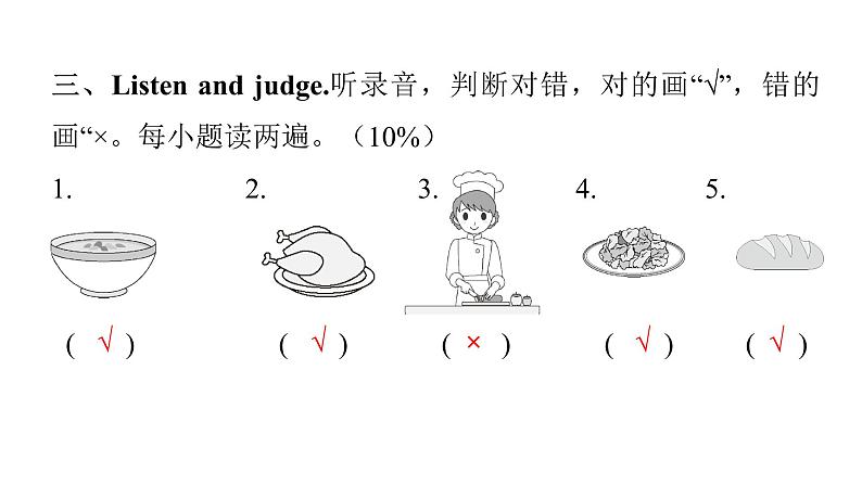 PEP版小学英语四年级上册Unit5综合能力评价课件07