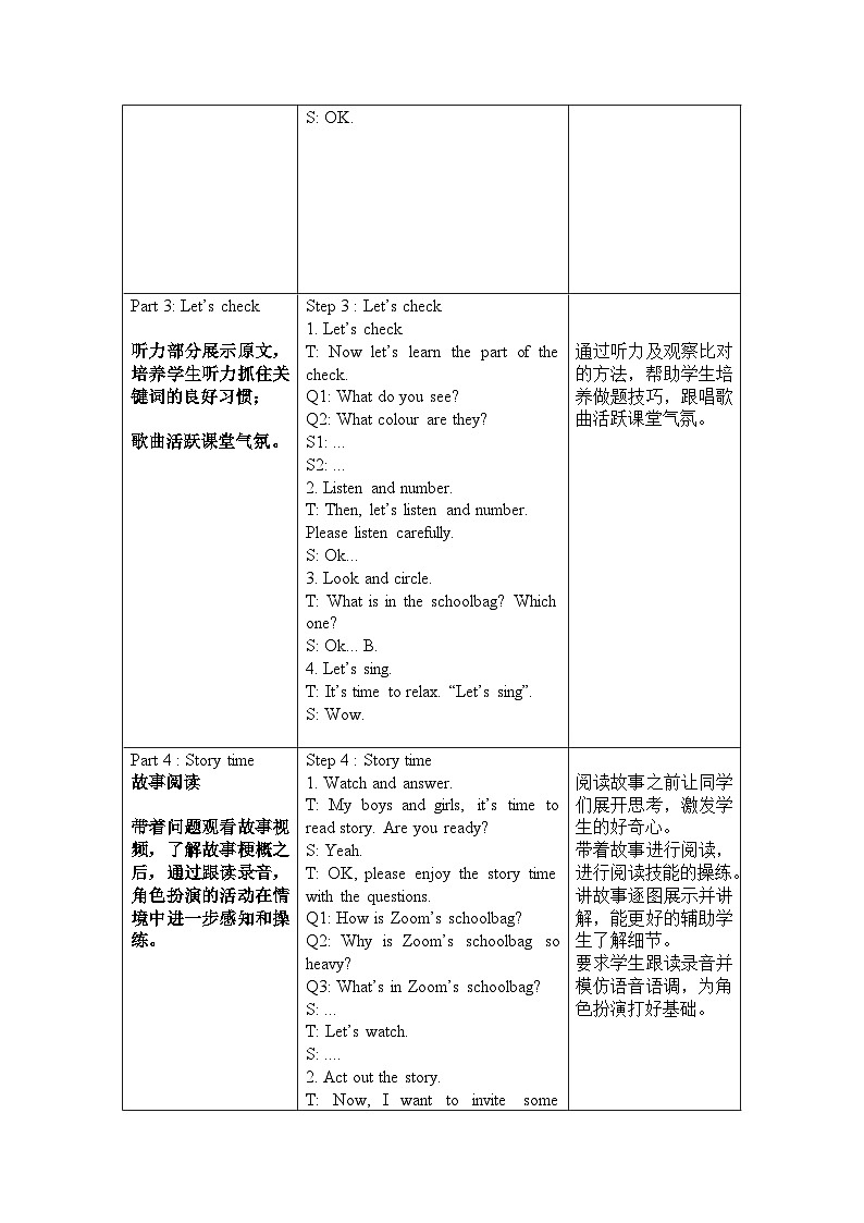 人教PEP版英语四年级上册 Unit 2 Part B & C _Read and write ~ Story time 同步教案第3页