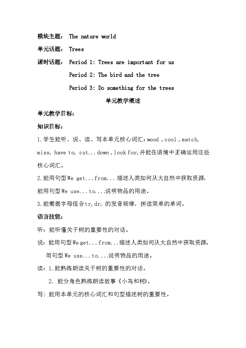 滬教版(六三制三起)小學六年級英語上冊 Module 4 Unit 11 Trees 教案3第2頁
