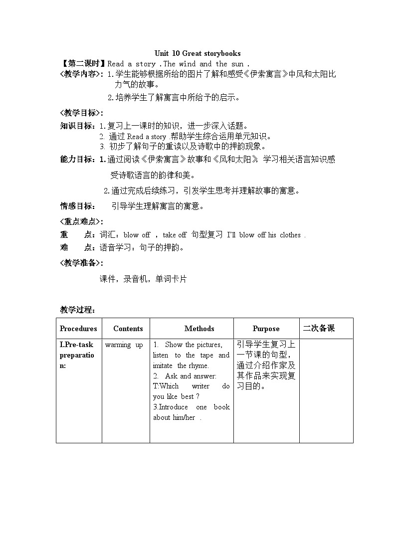 沪教版(六三制三起)小学六年级英语下册 Module 4 Unit 10 Great storybooks 教案402