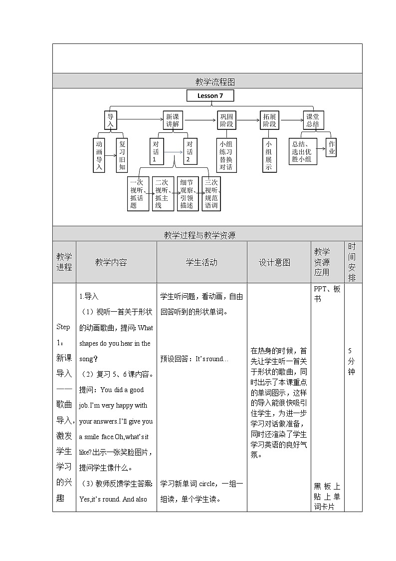 北京版小学三年级英语下册 UNIT TWO Lesson 7   教案1第3页