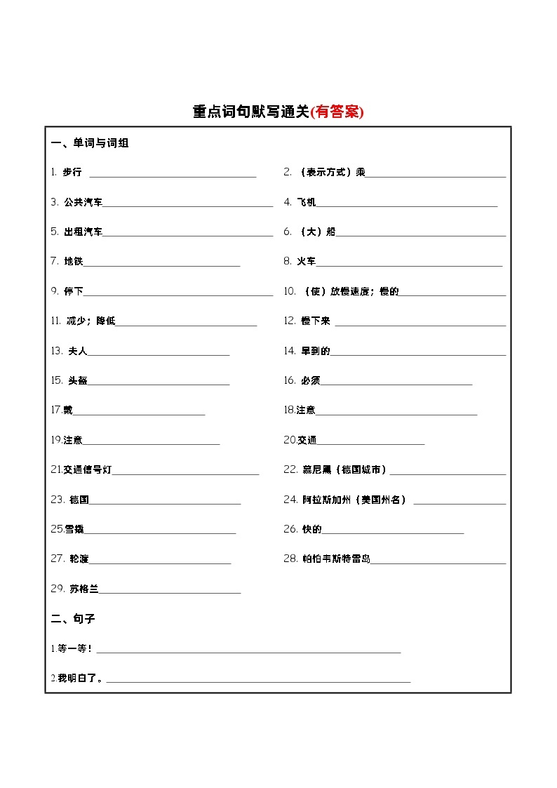 Unit2必备知识（复习讲义）-2023-2024学年六年级英语上册单元速记·巧练（人教PEP版）02