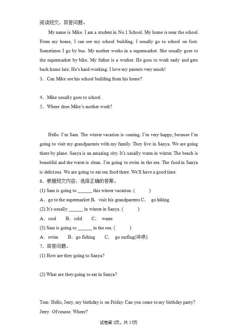 专题06 阅读理解 -2023-2024学年六年级英语上册期中专项复习(人教PEP版)第2页