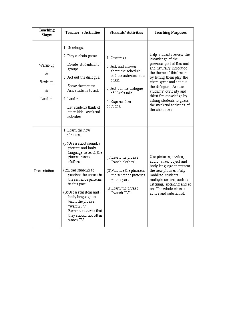 Unit 2 My week Part B Let 's learn(教案)人教PEP版英语五年级上册第2页