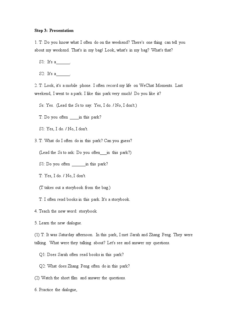 Unit 2 My week Part B Let 's talk(教案)人教PEP版英语五年级上册第2页