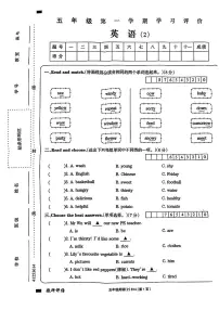 安徽省宿州市2023-2024学年五年级上学期期中英语试卷