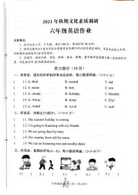 河南省南阳市西峡县2023-2024学年六年级上学期11月期中英语试题
