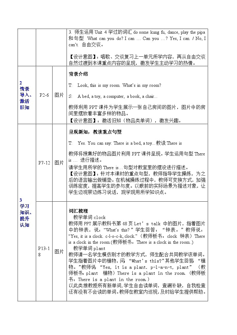 Unit 5 There is a big bed(Lesson 1)(教案 )人教PEP英语五年级上册第2页