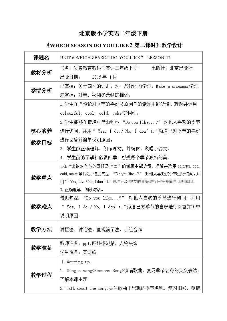 【核心素养目标】北京版小学英语 二年级下册 《Lesson22》课件+教案（含教学反思）01