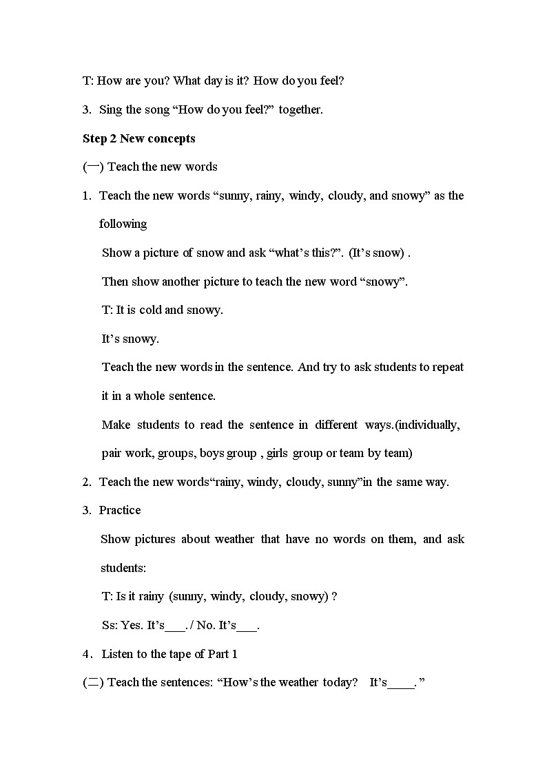 Lesson 11 How’s the Weather Today教案02