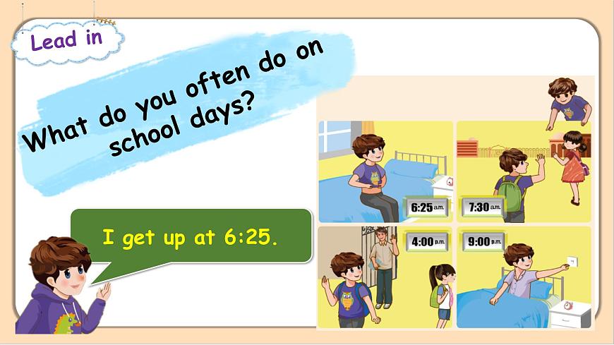 【素養(yǎng)達(dá)標(biāo)】人教PEP版五年級(jí)下冊(cè)-Unit 1 My day PA Let's learn（課件）第8頁(yè)