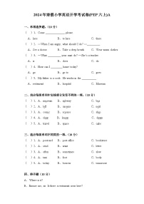 2024年寒假小学英语开学考试卷A(PEP六上)