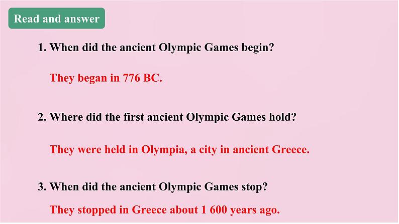 小学英语北京版六年级上册Unit 5 When did the ancient Olympic Games begin?Lesson18课件+单元整体教学设计08
