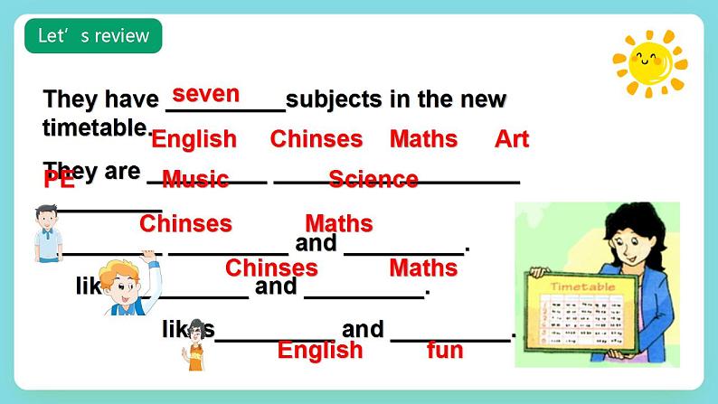 【趣味课堂】牛津译林版英语四下 Unit 1 《Our school subjects Fun time & Cartoon time》 课件+教案+练习+素材05