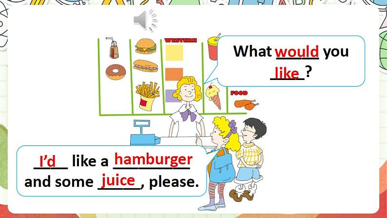 冀教版三起英语三下 Unit 4 Lesson 20《 Hamburgers and hot dogs》课件+素材07