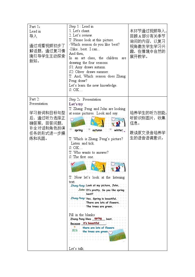 人教pep版英语五年级下册 Unit2 第4课时 Part B Let's try & Let's talk 同步教案第2页