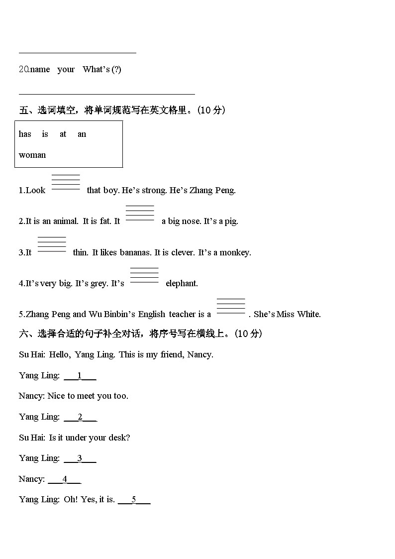 浙江省金华市永康市2023-2024学年三下英语期中考试模拟试题含答案03