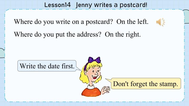 冀教版英语5年级下册 Unit 3 Lesson14   Jenny writes a postcard! PPT课件06