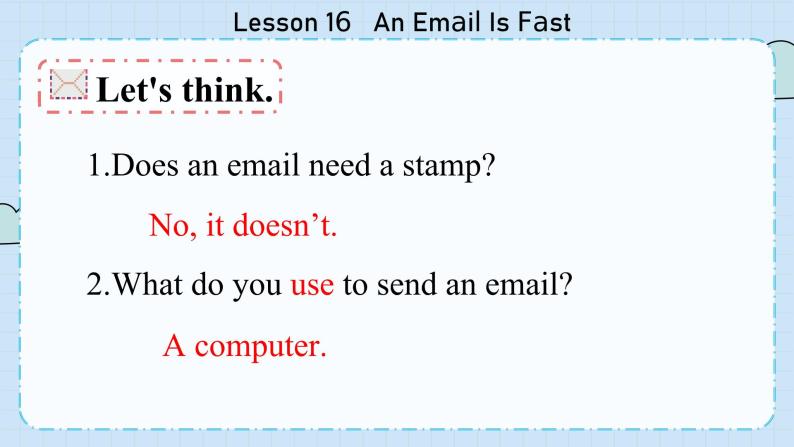 冀教版英语5年级下册 Unit 3 Lesson16   An Email Is Fast PPT课件04