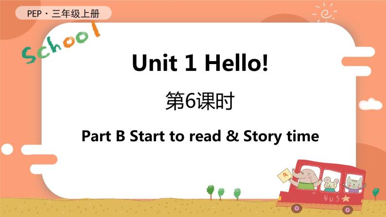 三英上PEP课件 Unit 1 Hello!  第6课时 B Start to read & Let's check & C Story time01