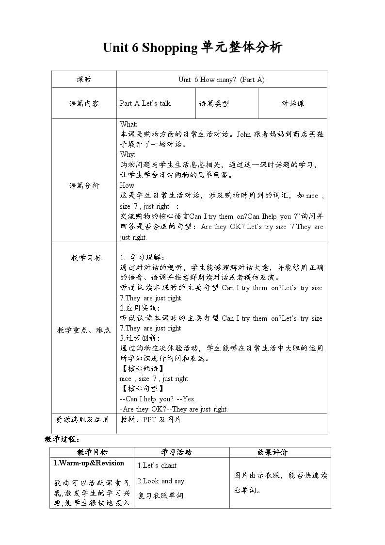 【新课标核心素养】人教版英语四下 Unit 6 Shopping A Let's talk 课件+教案+素材01