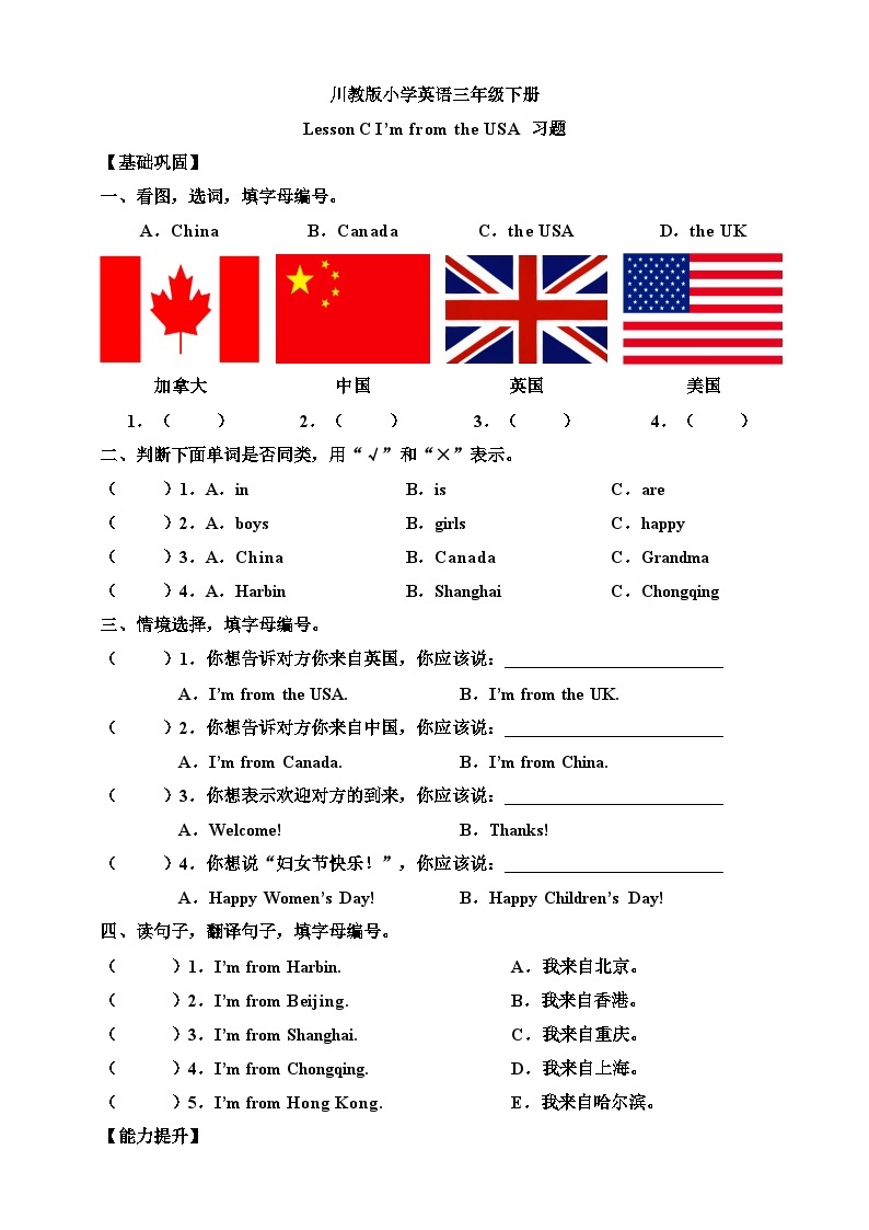 【新课标】 Lesson C I'm from the USA 课件+教案+练习+素材01