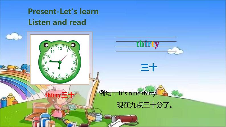 人教版(PEP)英语四年级下册 Unit 2 What time is it-partB-Let's talk & Let's play课件03