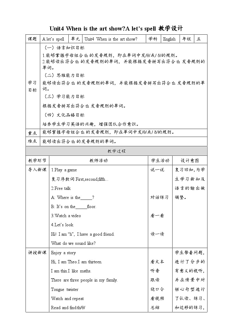 【公开课】Unit 4 When is the art show A Let's spell 课件+教案+练习+素材01