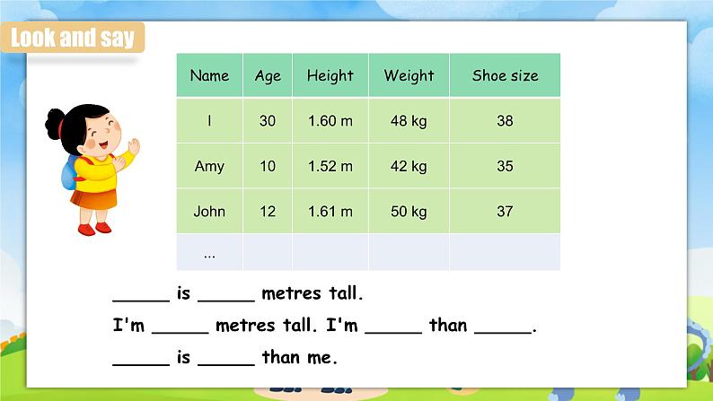 Unit1 How tall are you第5课时(教学课件)PartBRead and write六年级英语下册人教PEP版第4页