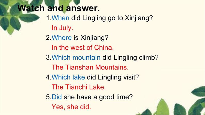 外研版(三起)英语五年级下册 M6U2 She visited the Tianchi Lake课件08