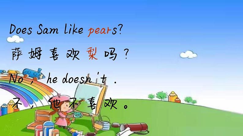 外研版(三起)英语三年级下册 M4U2 Does Lingling like oranges课件06