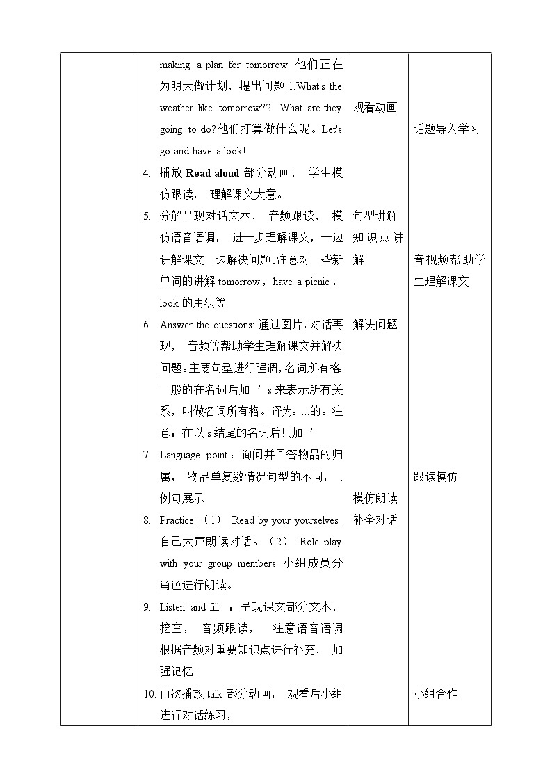 人教四年级英语下册 Recycle 2 Read aloud & Listen and tick 教案02