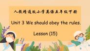 小学英语人教精通版五年级下册Unit 3 We should obey the rules.Lesson 15教学课件ppt