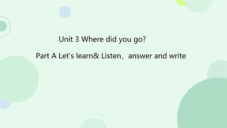 人教版(PEP)六年级英语下册Unit 3 Where did you go Part A课件01