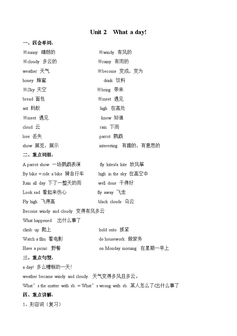 译林版英语六年级上册第二单元Unit2知识点01