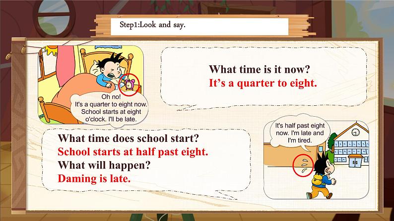 【松鼠课堂】外研社版小学英语五年级下册《Module7Unit2-I’ll be home at seven o’clock.》课件+素材05