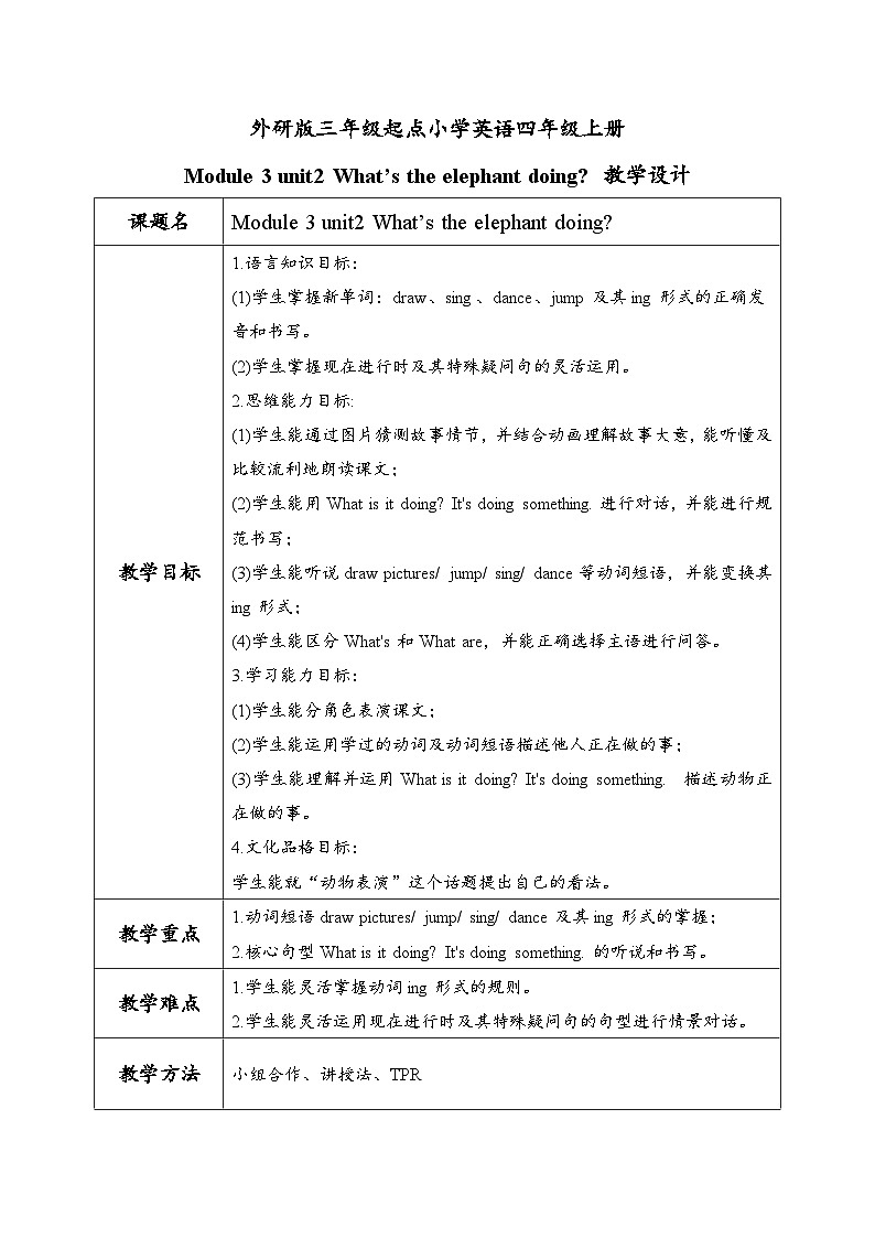 外研版(三起)小学英语四上Module 3 unit2 课件+教案+素材01