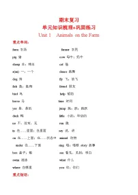 期末复习+单元知识梳理+巩固练习+Unit+1++三年级英语下册+冀教版(三起)含答案