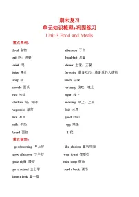 期末复习+单元知识梳理+巩固练习+Unit+3++三年级英语下册+冀教版(三起)含答案