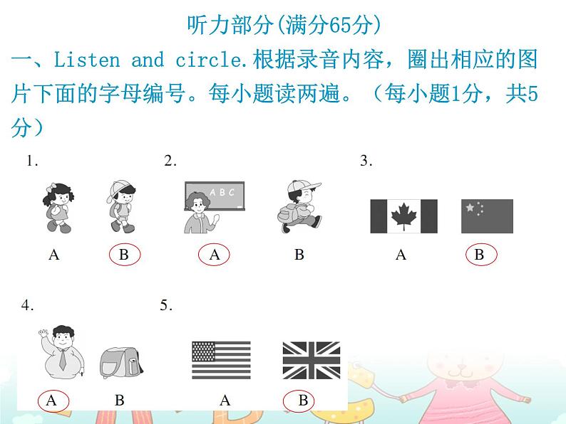 【期末复习】小学三年级下册英语习题课件-Unit 1测试卷 人教(PEP)(含听力) (2份打包)02