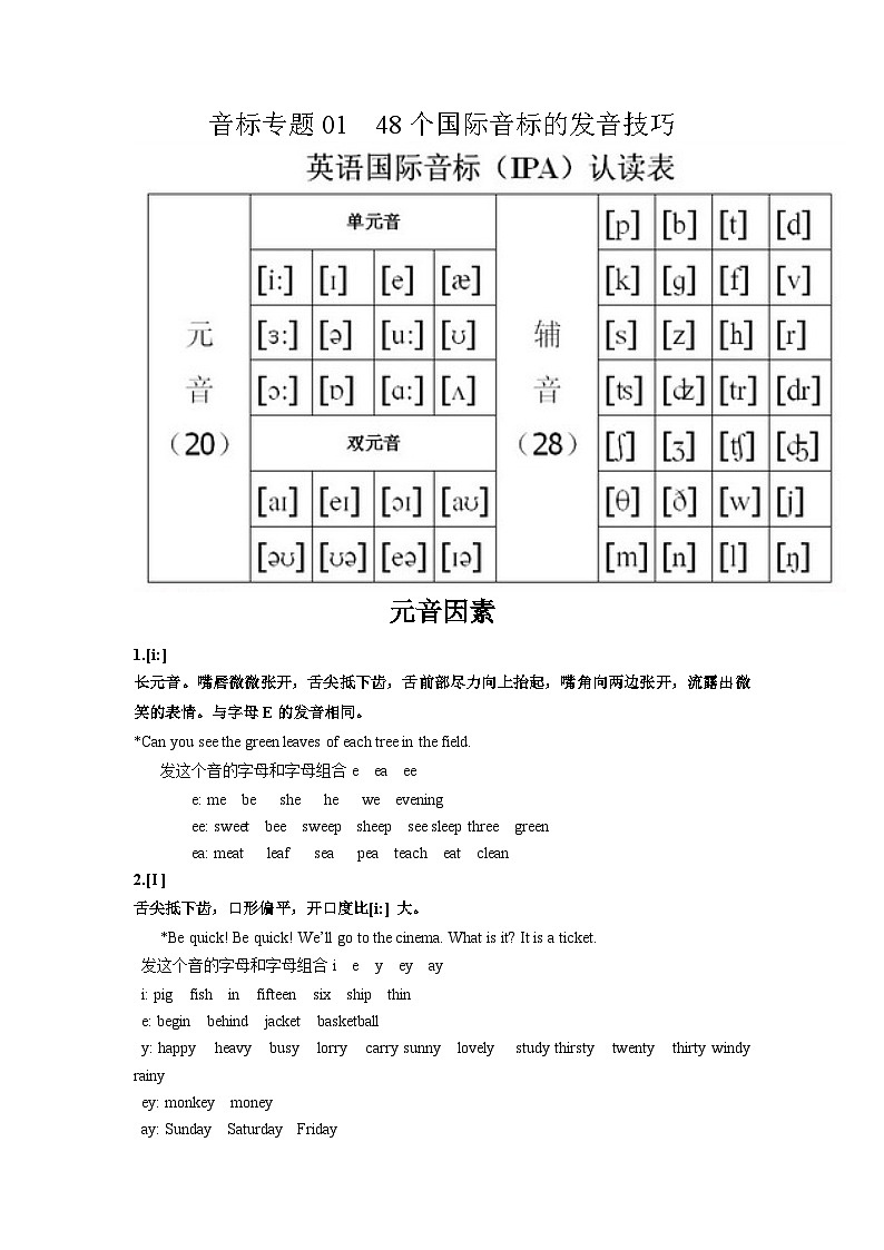 【暑假銜接】音標專題01【48個國際音標的發(fā)音技巧】-小升初英語暑假銜接（通用版）第1頁