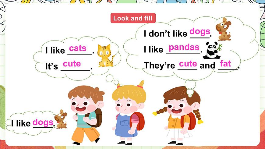 小學英語牛津譯林版四年級上冊Unit 1  I like dogs Fun time & Cartoon time 課件第4頁