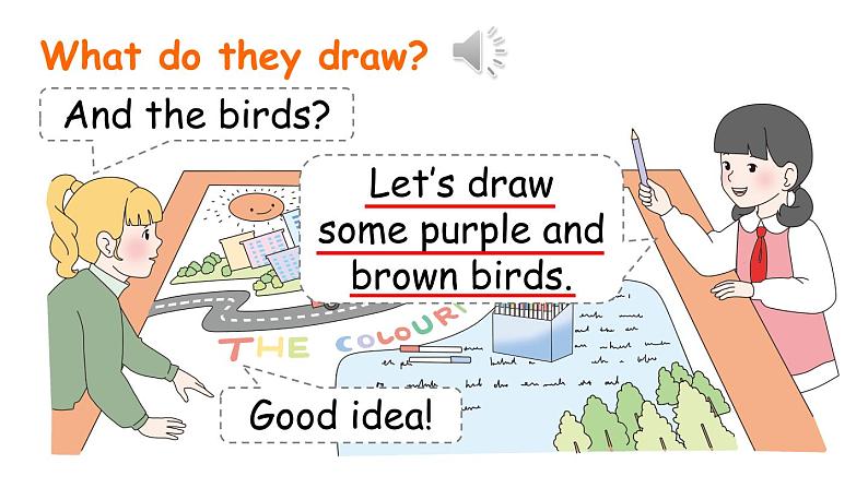 Unit 5 The colourful world Part B 第4课时 Let's talk&Draw and role-play(课件+素材)-2024-2025学年人教PEP版(2024)英语三年级上07