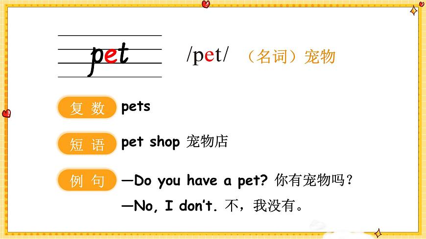2024年秋人教PEP英語三上：Unit 3 詞匯講解PPT第4頁