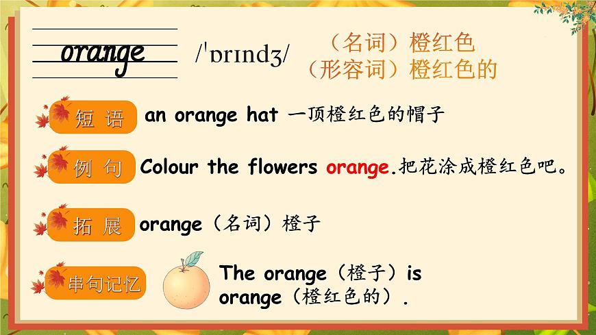 2024年秋人教PEP英語(yǔ)三上：Unit 5 詞匯講解PPT第3頁(yè)
