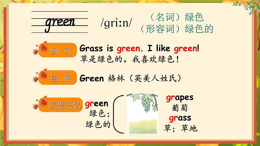 2024年秋人教PEP英語(yǔ)三上：Unit 5 詞匯講解PPT第4頁(yè)