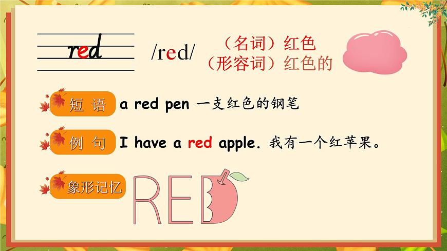 2024年秋人教PEP英語(yǔ)三上：Unit 5 詞匯講解PPT第5頁(yè)