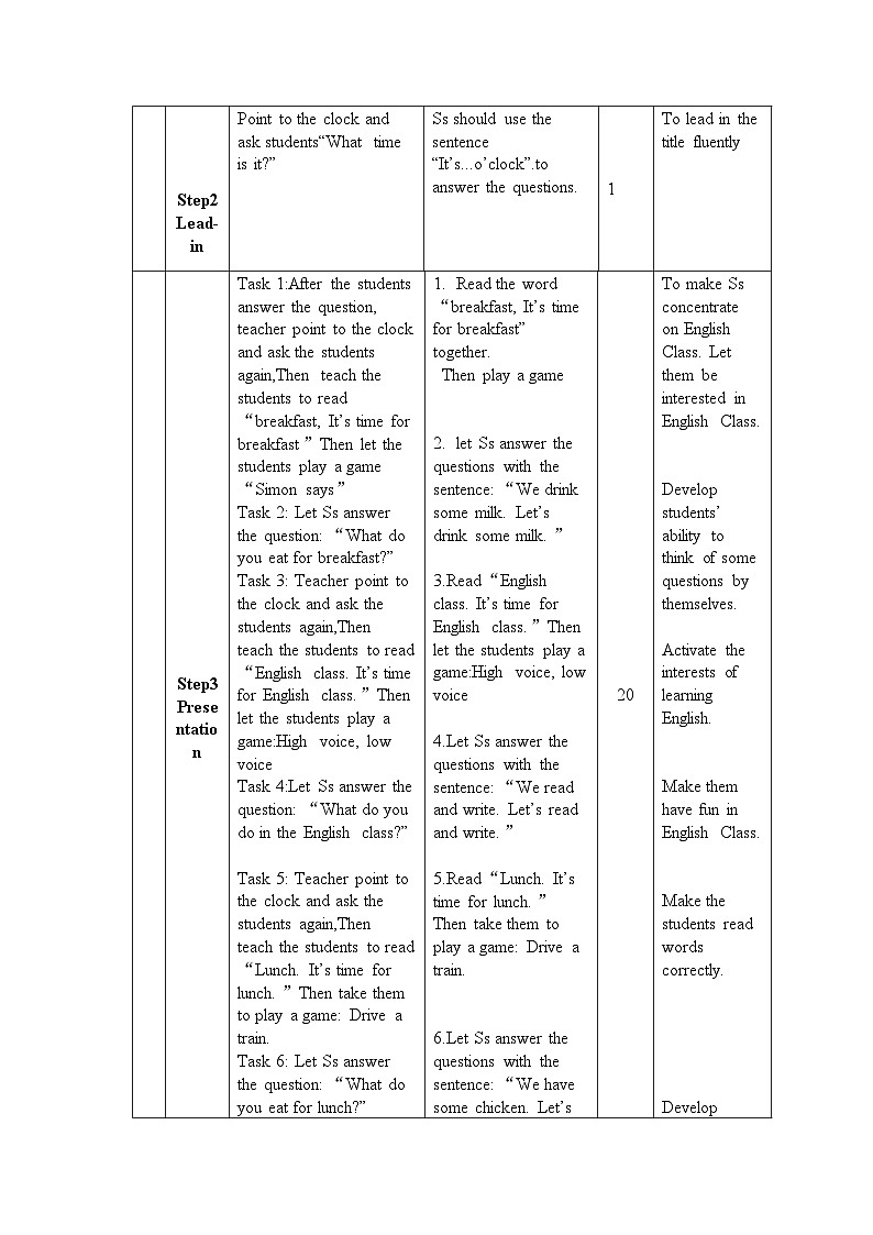 Unit 2 What time is it Period 1 Part A Let's learn 导学案02